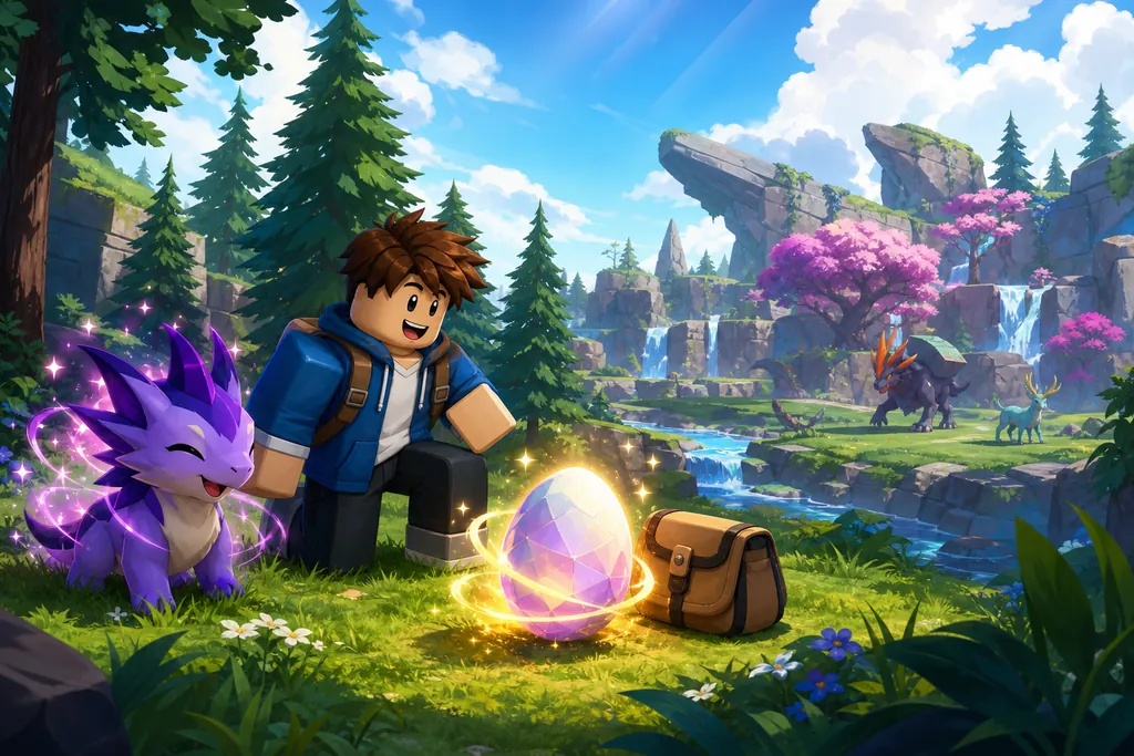 Editorial concept showing a creature capture followed by a glowing egg reward