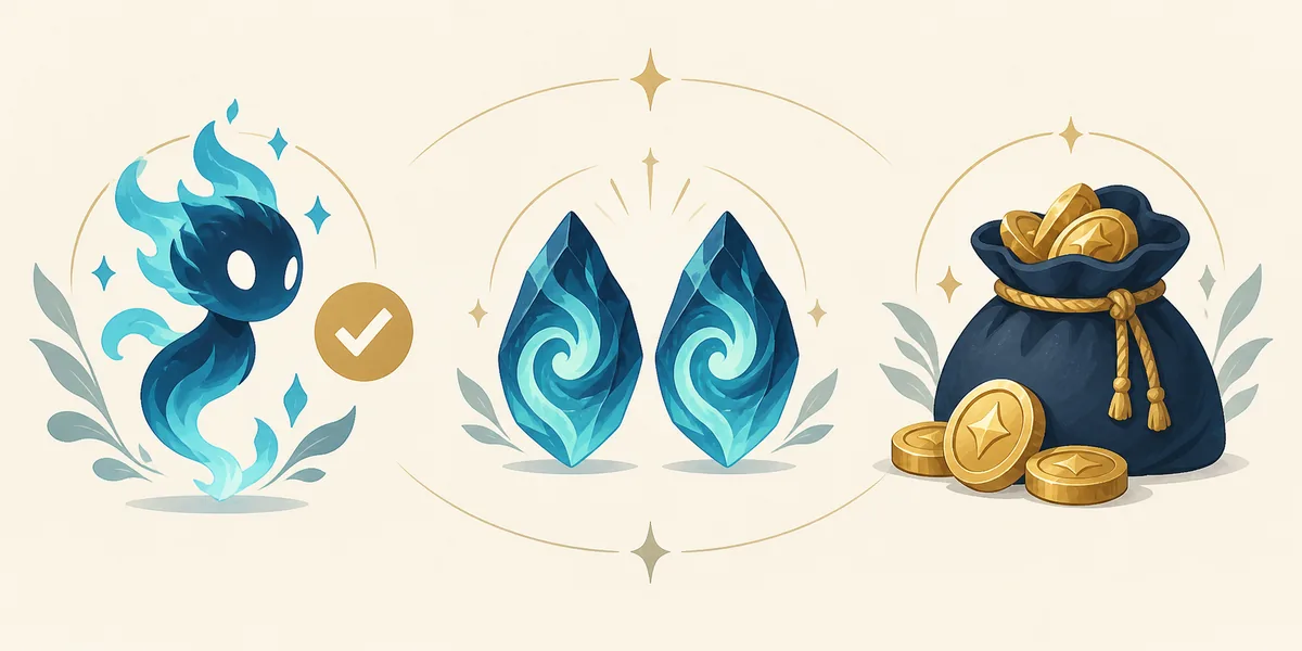 Editorial illustration comparing a useful shop purchase, duplicate value, and saving coins for a later rotation
